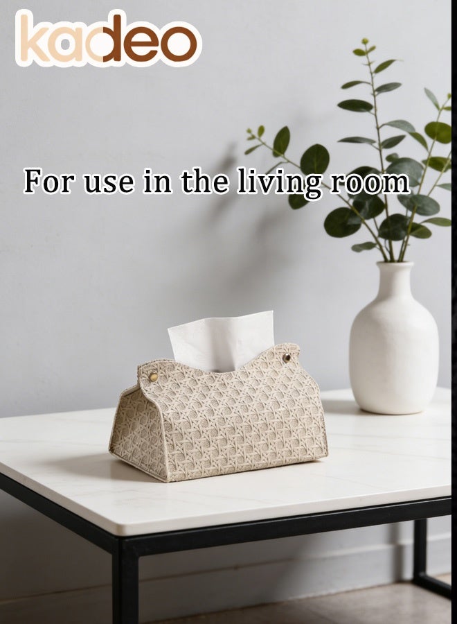 kadeo Tissue Box Cover, PU Leather Tissue Holder, Water Proof Facial Tissue Case Facial Paper Organizer, Dispenser for Bathroom, Vanity Countertop, Office, Car, Rectangle Tissue Box 19*14CM - Image 4